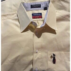 HATHAWAY Oxford button down soft yellow Golf Shirt Men's 16 1/2 90's Y2K